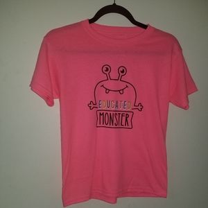 SBC Kid's Educated Monster Short Sleeve Pink Tee
